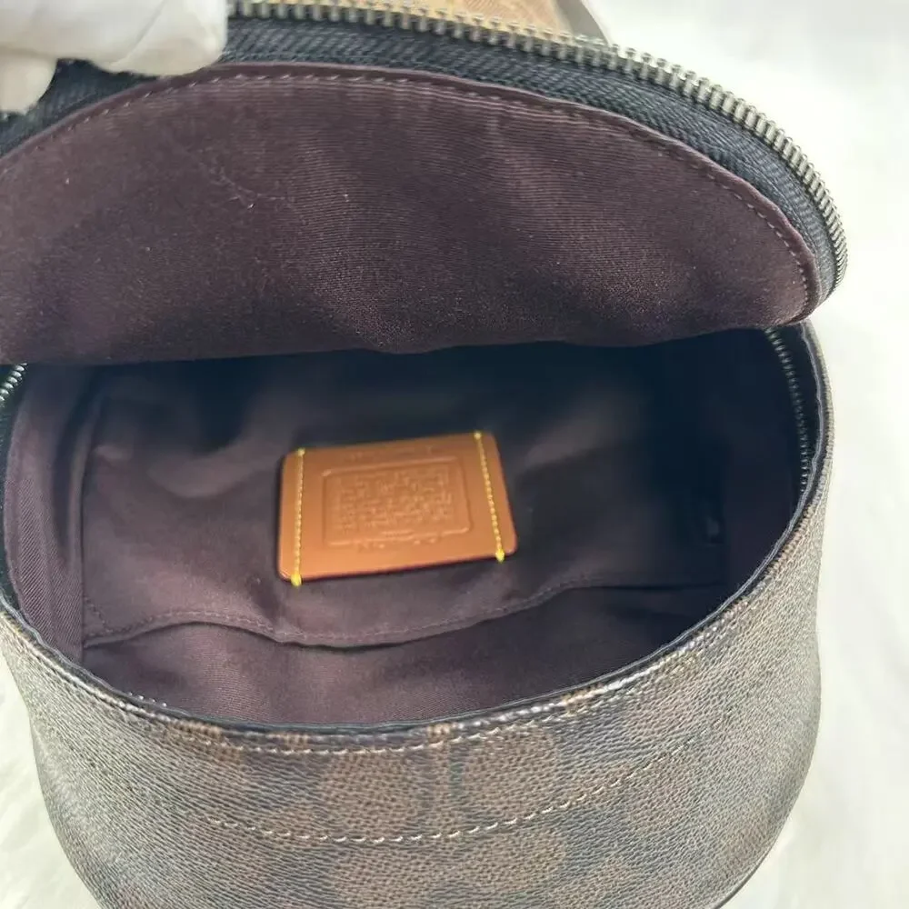 COACH Men's West Pack In Blocked Signature Canvas Walnut / Tan CAB60 NWT